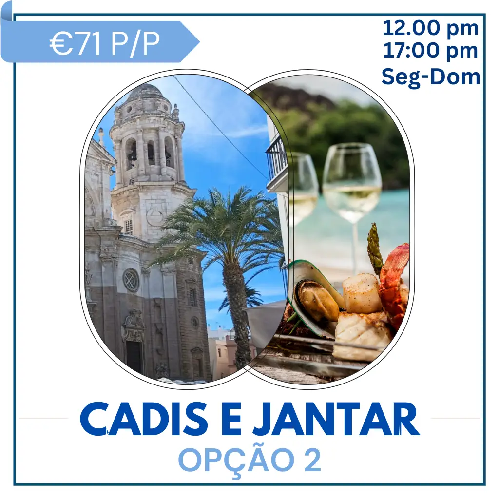 Tour: Cadiz e Jantar Passeio a pé e restaurante